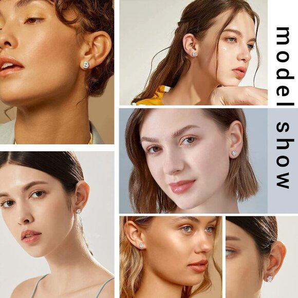 Earrings for  Teen Girl, Yellow Gold/Rose Gold Plated Solid Silver A-Z  Letter - Picture 2 of 7